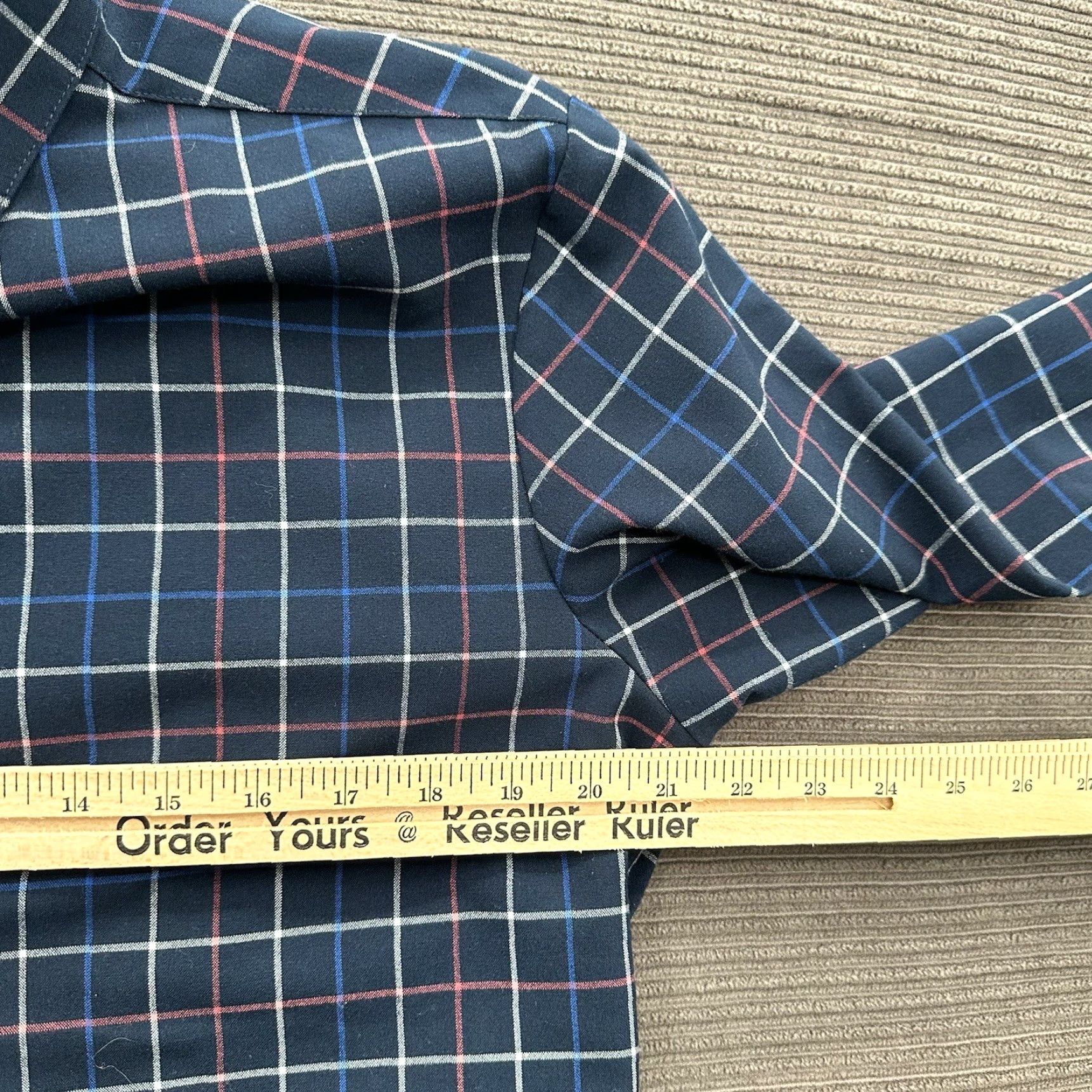 Mizzen+Main Mizzen+Main Shirt Medium Plaid Navy Button-Up Long Sleeve Multicolor Polyester Spandex Mens Size US M / EU 48-50 / 2 - 4 Thumbnail