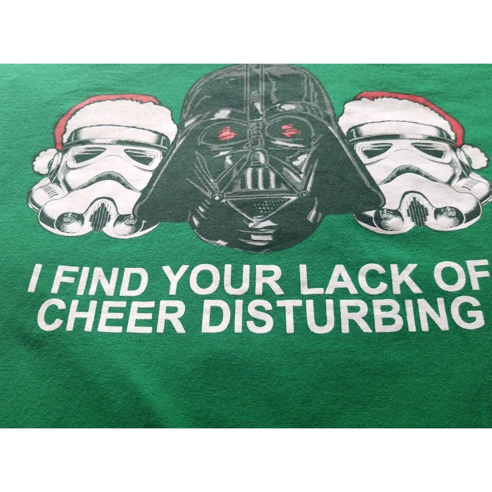 Star Wars VINTAGE Star Wars Darth Vader I Find Your Lack of Cheer Disturbing Christmas T-Shirt M Green Mens Graphic Tee Size US M / EU 48-50 / 2 - 4 Thumbnail
