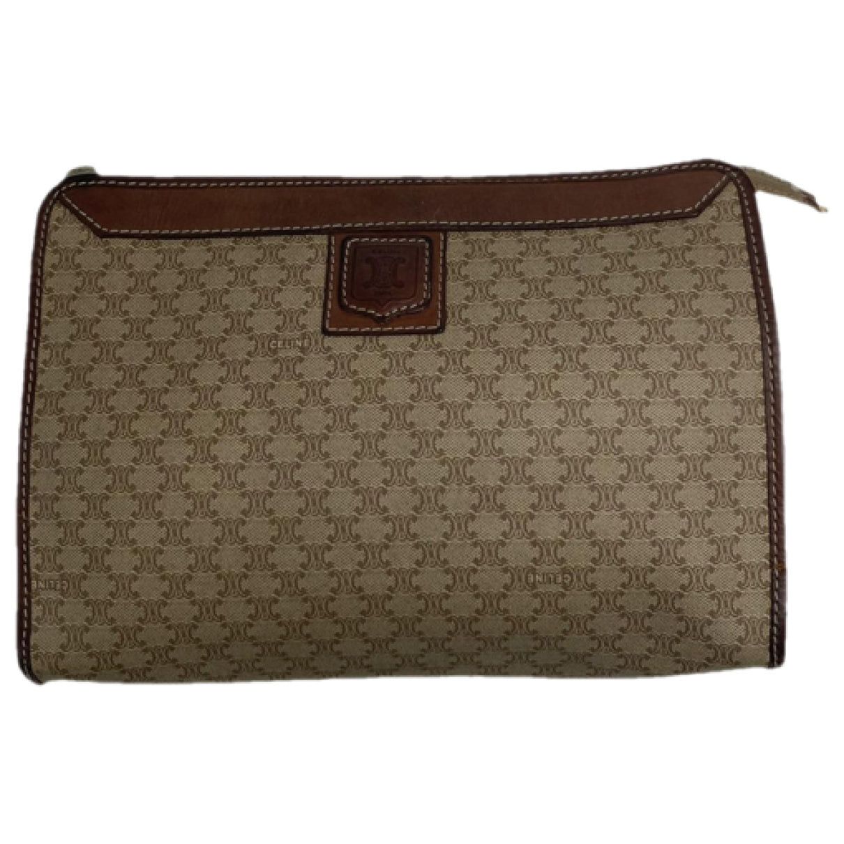 Celine Triomphe Beige Leather Clutch Bag Size ONE SIZE - 1 Thumbnail