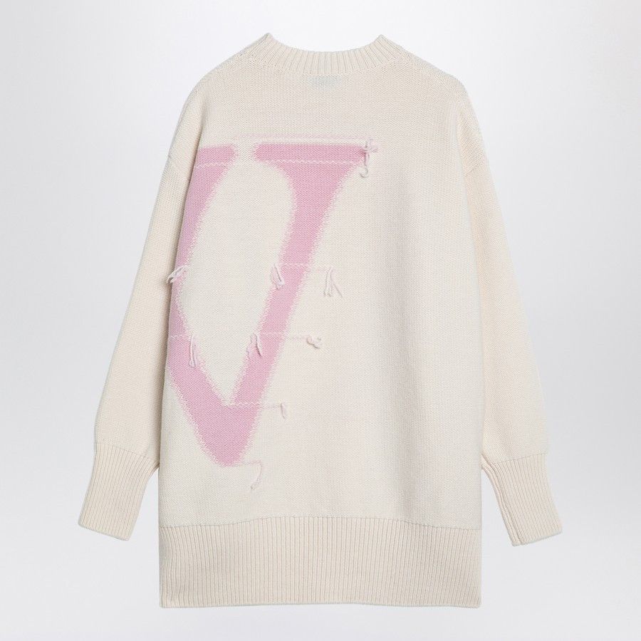 Off-White o1d2blof0924 Wool Over Sweater in Beige & Pink Size S / US 4 / IT 40 - 2 Thumbnail