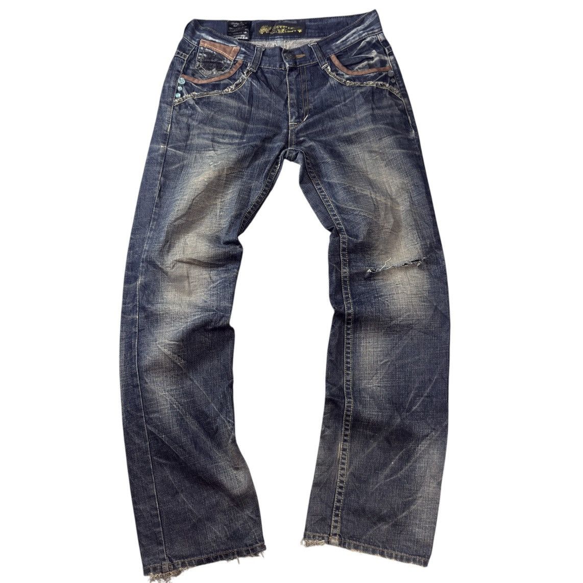 Rock Revival Crazy Seditionaries Red Papper Spellout Distressed Denim Size US 32 / EU 48 - 1 Thumbnail