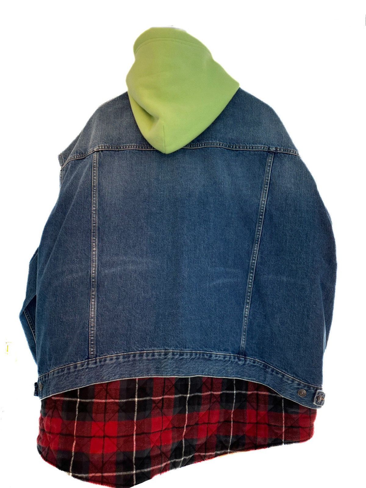 Balenciaga FW 18 Gilet Denim Layer 2 in 1 Plaid Quilted Hood Jacket Size US M / EU 48-50 / 2 - 13 Thumbnail