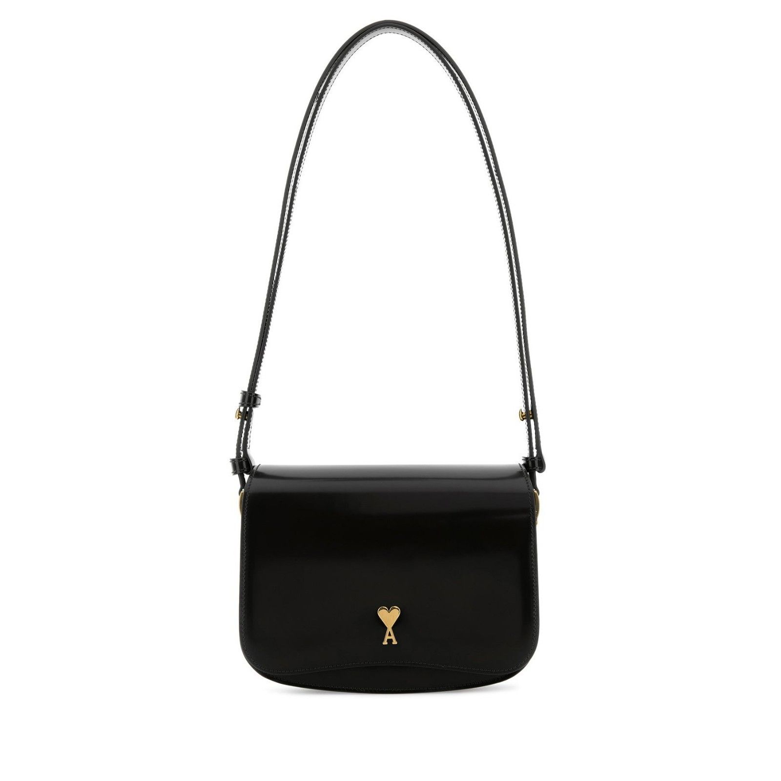 AMI PARIS Black Leather Crossbody Bag New