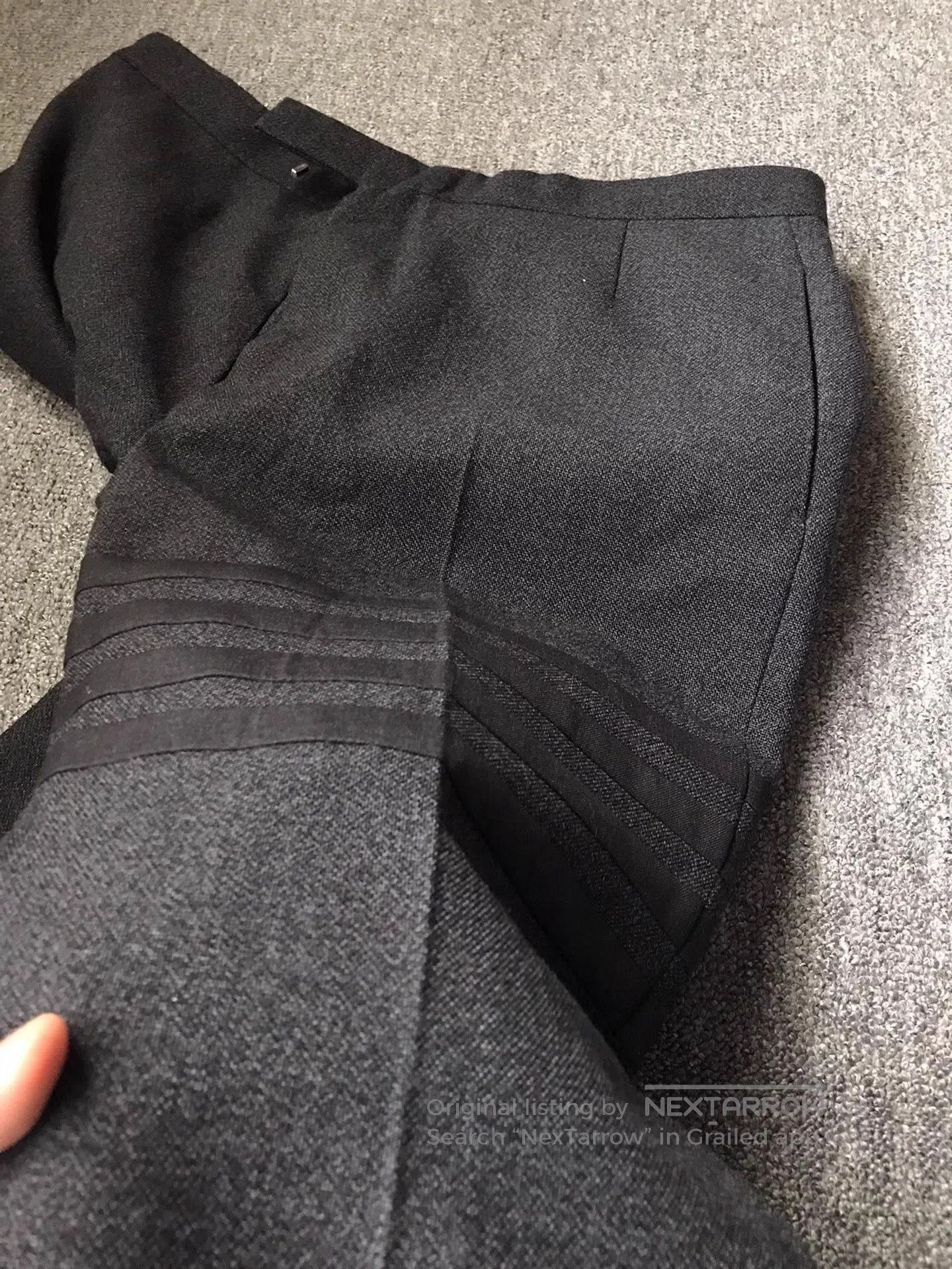 Thom Browne Gray Structured Pants with Striped Detail Size 34. Size US 34 / EU 50 - 5 Thumbnail