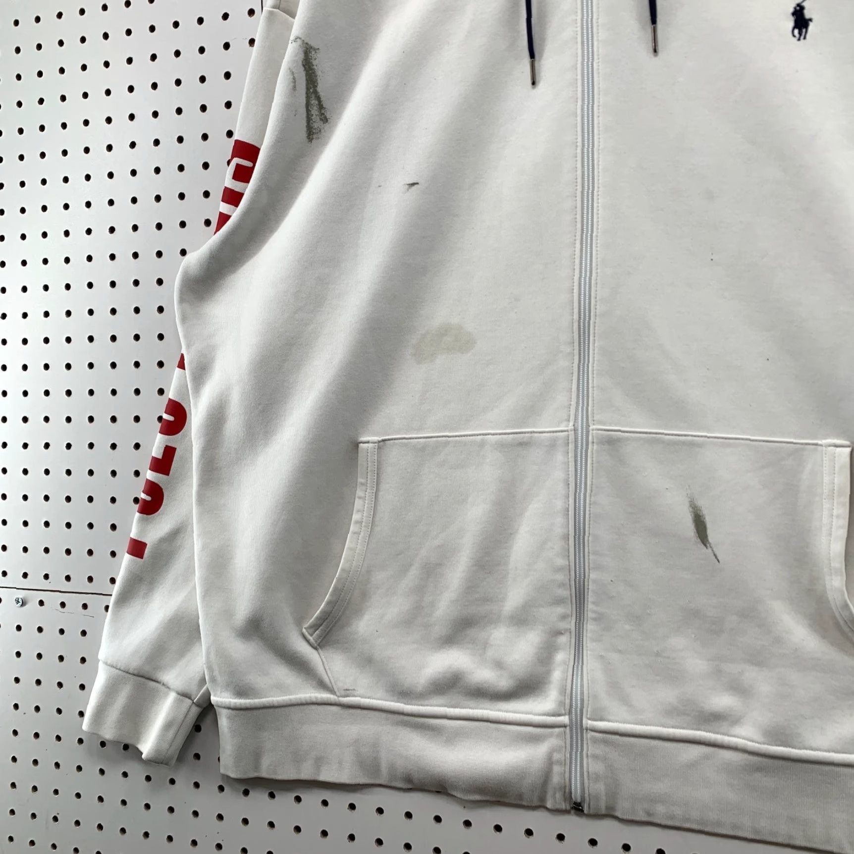 Polo Ralph Lauren Polo Ralph Lauren Tennis Hoodie Sweatshirt Mens XL White Blue Distressed Size US XL / EU 56 / 4 - 5 Thumbnail