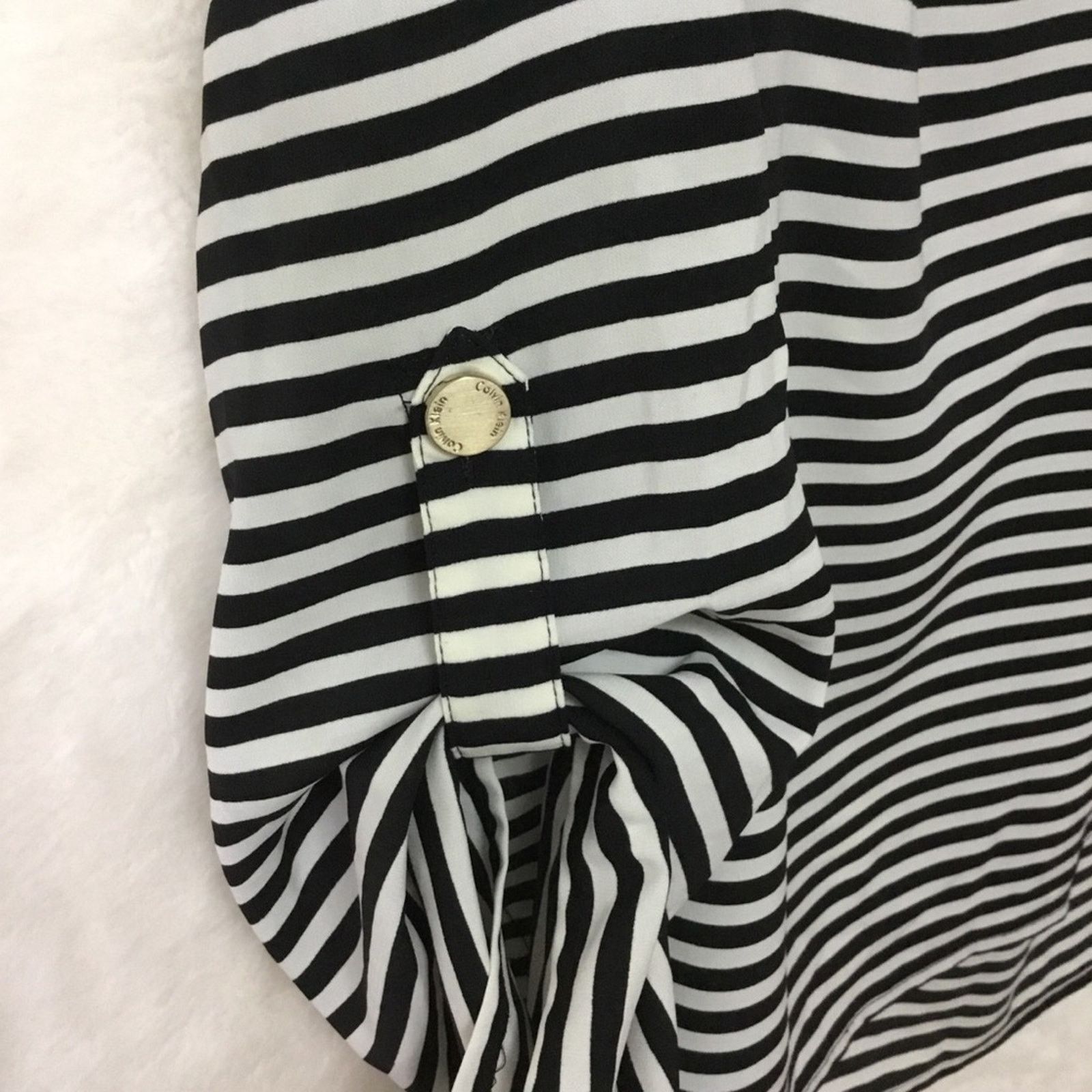 Calvin Klein Calvin Klein Black Stripe Long Sleeve Blouse Size S / US 4 / IT 40 - 3 Thumbnail