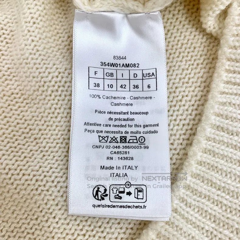 Dior Dior Beige cashmere V-neck single-breasted long-sleeved kn Size XS / US 0-2 / IT 36-38 - 6 Thumbnail