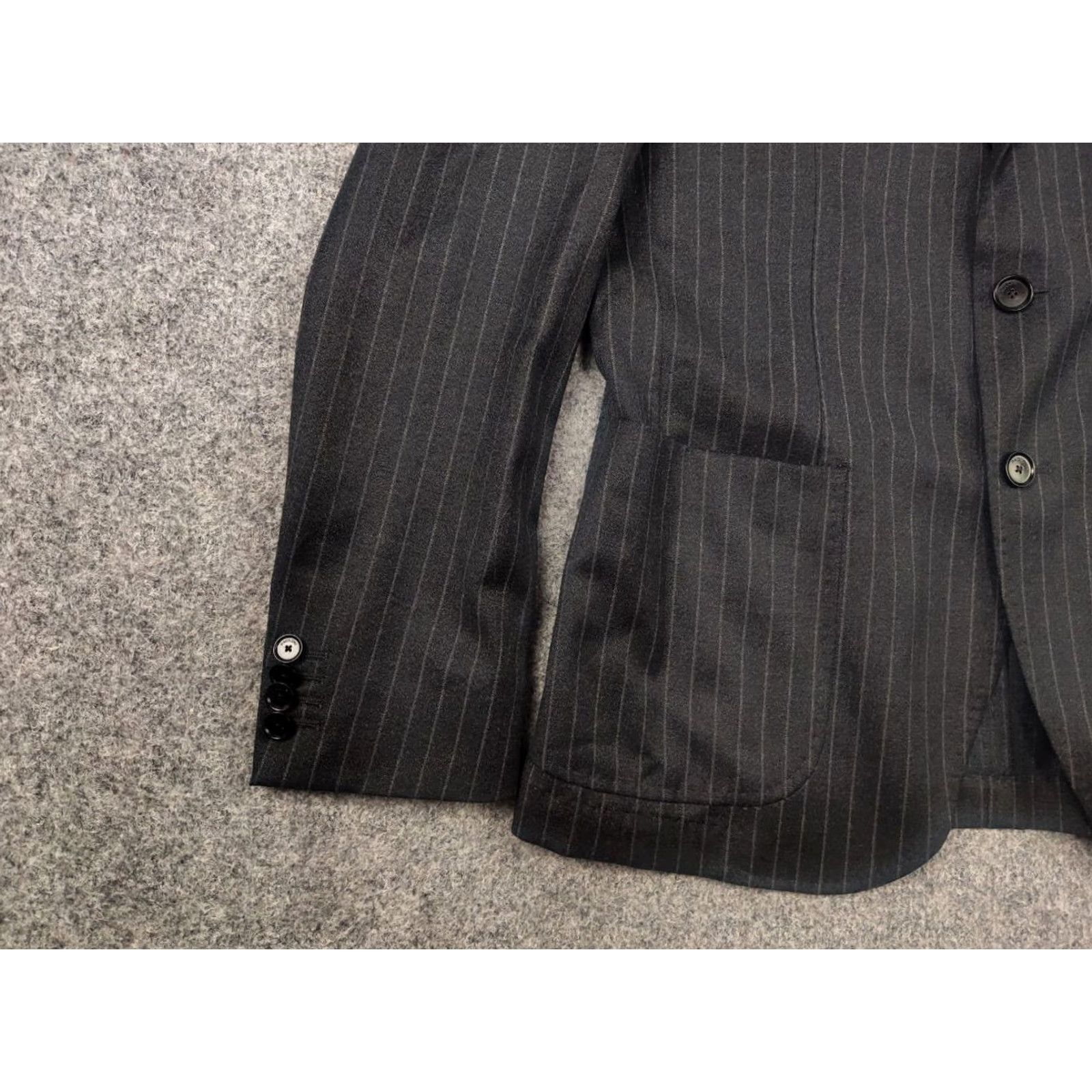Paoloni Paoloni Quarantotto Reda Super 110s Wool Gray Striped Blazer Pants Suit Size 40R - 4 Thumbnail