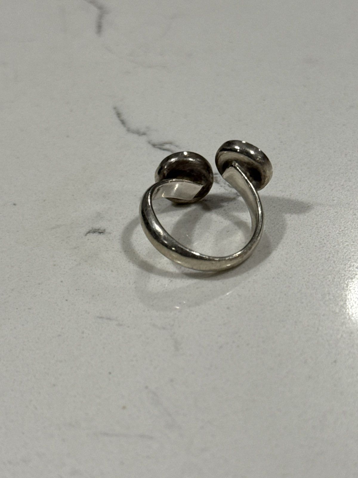 Sterling Silver Vintage .925 Silver Black Enamel Adjustable Ring Size ONE SIZE - 3 Thumbnail