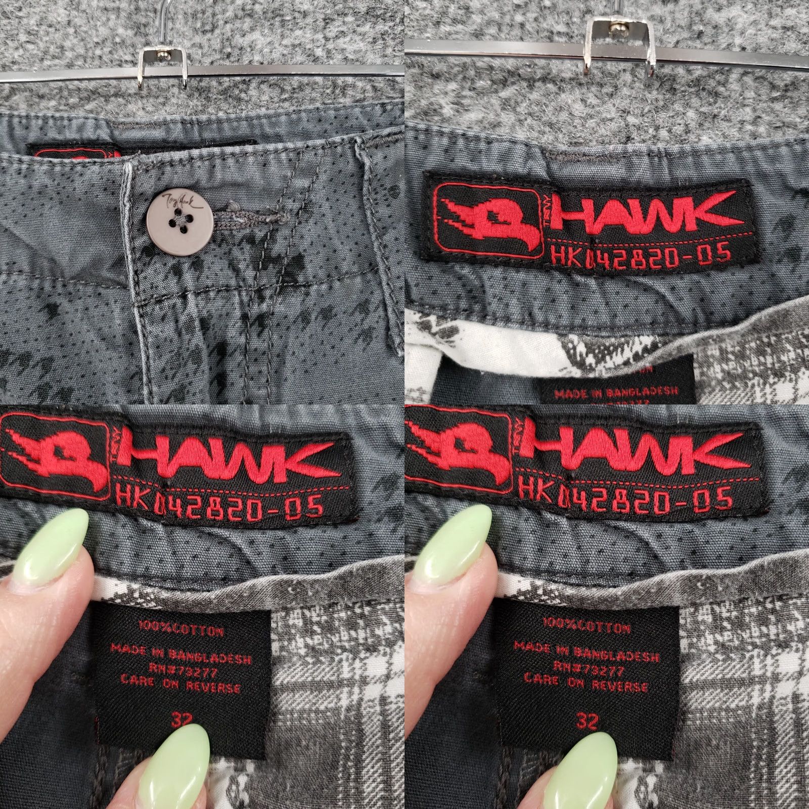 Vintage HAWK Cargo Shorts Mens 32 Gray Tactical Utility Pocket Skater Y2K Size US 32 / EU 48 - 8 Thumbnail
