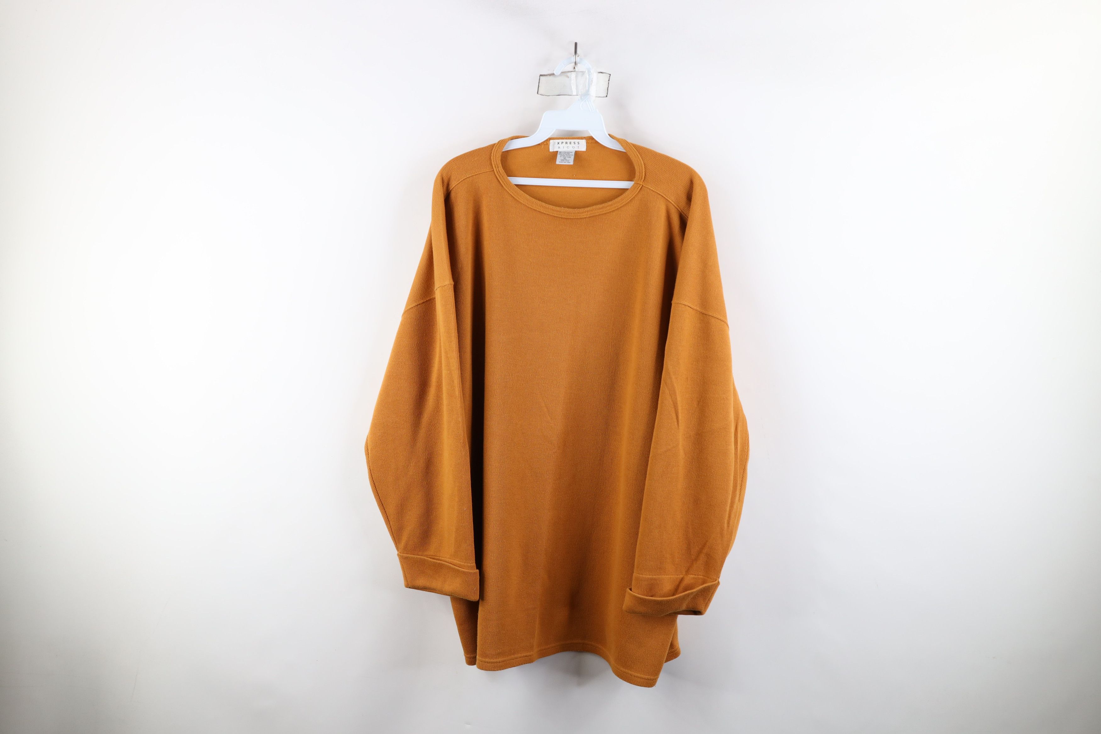 Express × Vintage Vintage 90s Express Ribbed Knit 3/4 Sleeve T-Shirt Orange Size XL / US 12-14 / IT 48-50 - 1 Thumbnail