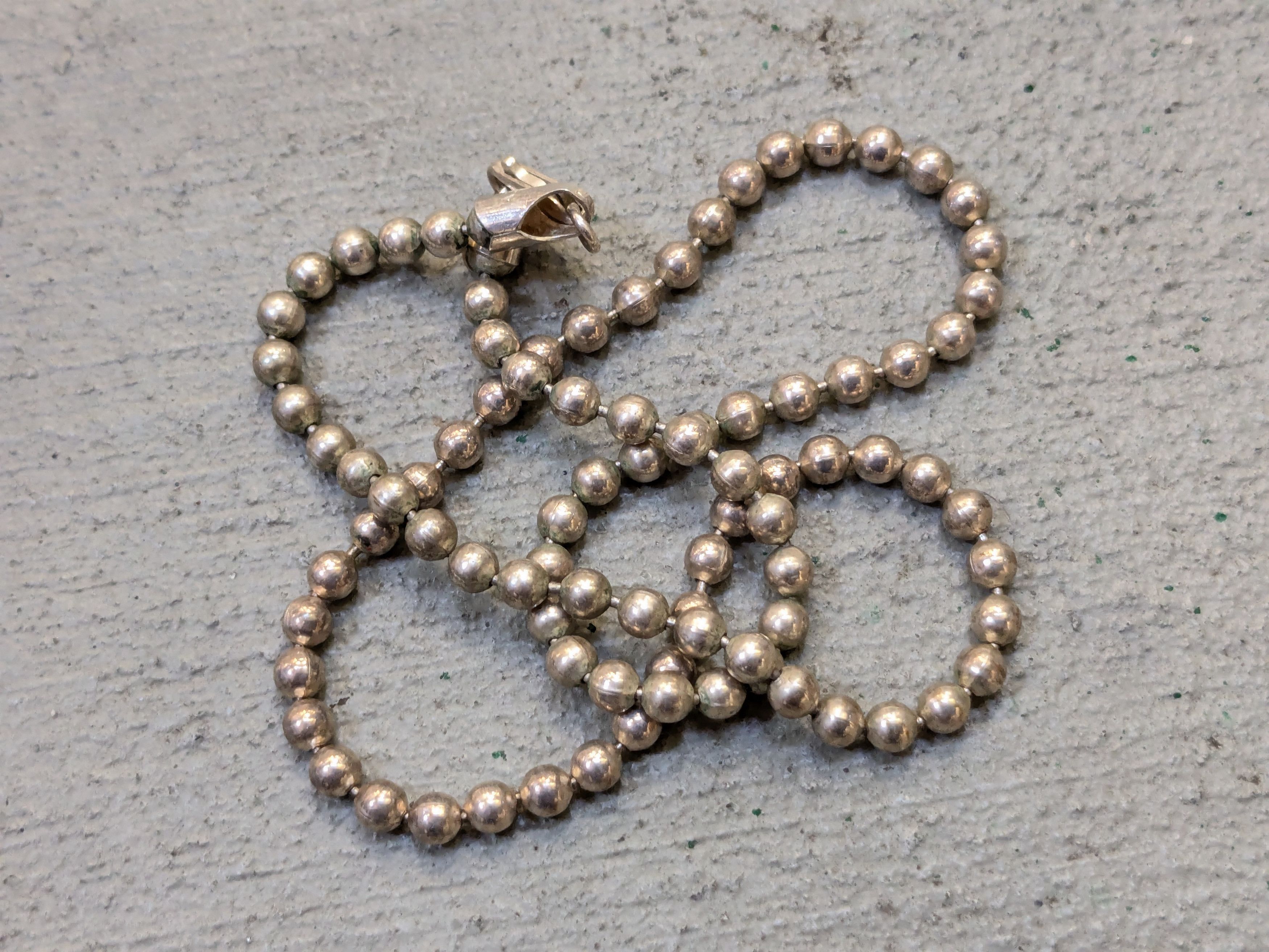 Other Vintage Sterling Silver Necklace Bead Chain Link 18" Italy Size ONE SIZE - 7 Thumbnail