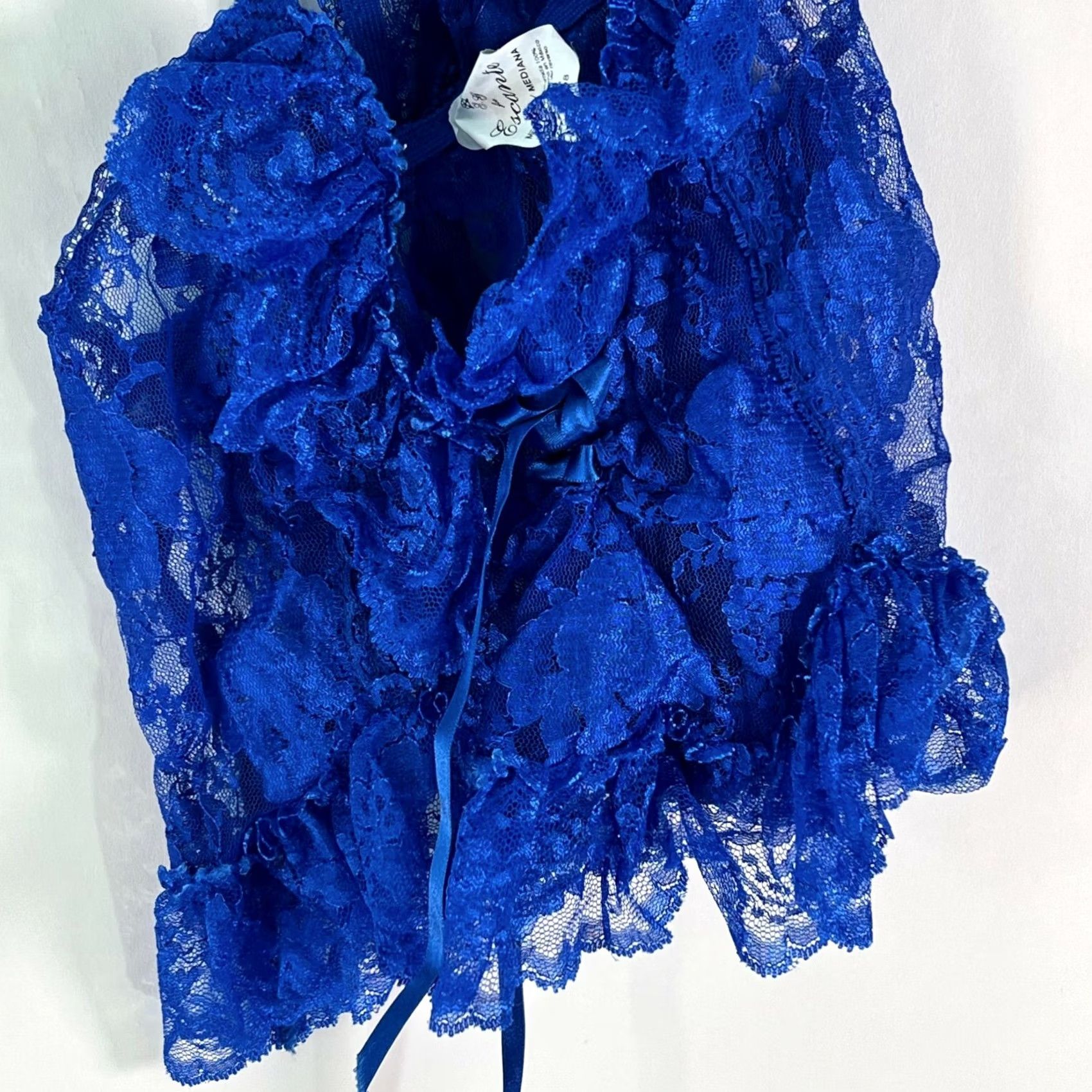 Vintage Escante Lace Trim Spaghetti Strap Blue Longline Bra Set Size Medium Womens Size ONE SIZE - 3 Thumbnail