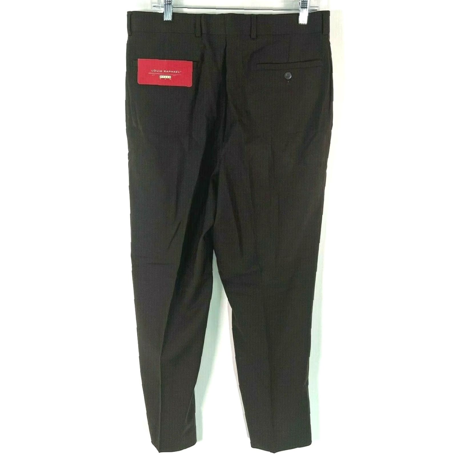 Vintage Louis Raphael Mens Dress Pant Cuffed Mid Rise Chocolate Brown 34X30 Pants Straight Leg 65% Polyester 35% Worsted Wool Included Pockets Belt Loops Size US 40 / EU 56 - 2 Thumbnail