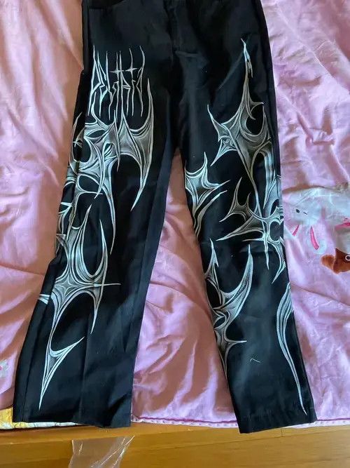 Japanese Brand Trendy Jeans Men's Retro Punk Dark Loose Wide-leg Pants Size US 29 - 1 Thumbnail