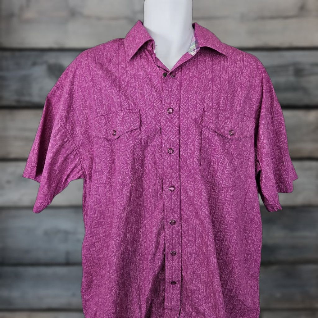 Vintage VINTAGE Panhandle Mens Pearl Snap Shirt Sz Large Pink Short Sleeve Cotton Size US L / EU 52-54 / 3 - 1 Thumbnail