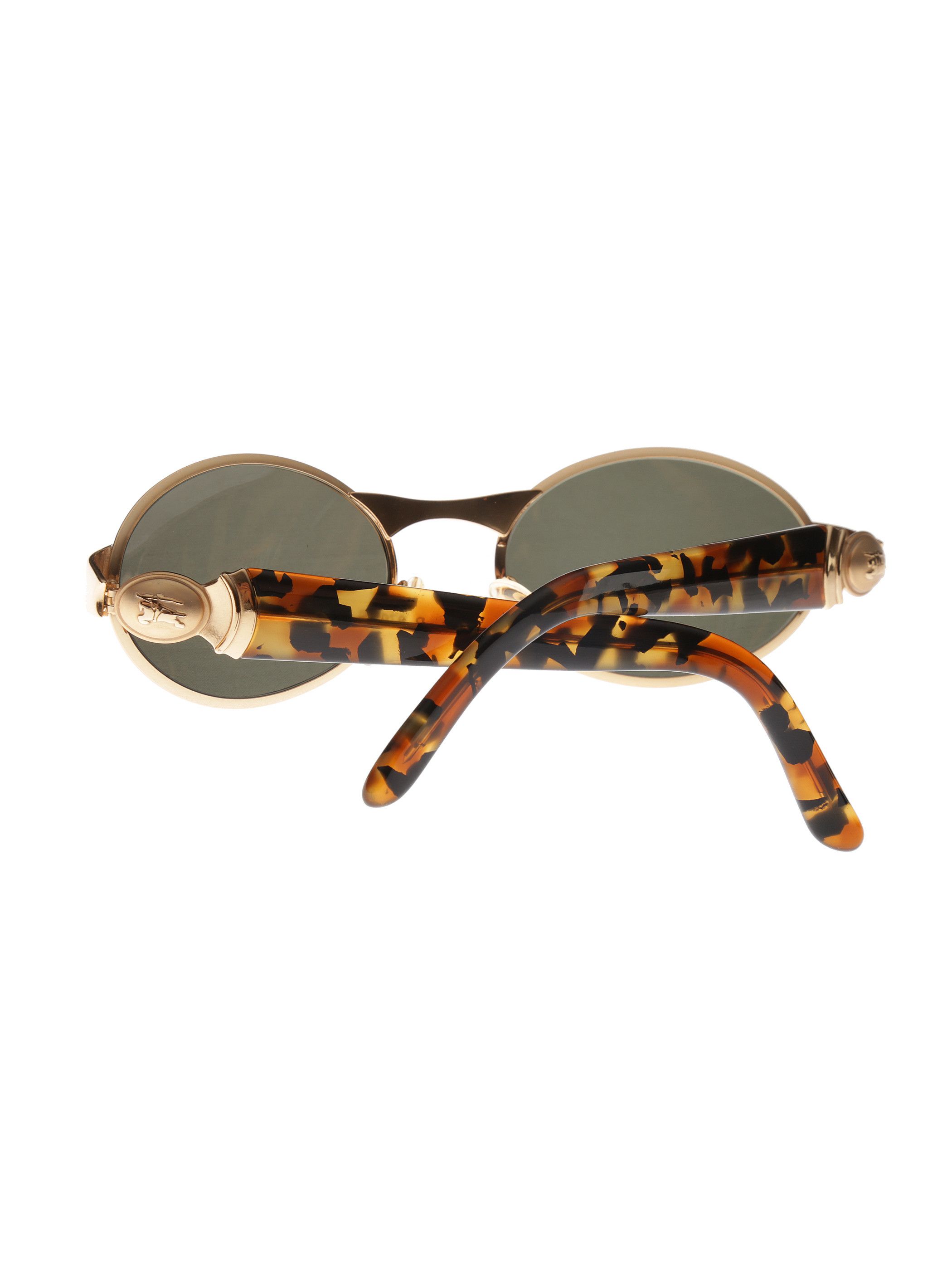 Burberry × Vintage Burberry '90s Gold Havana Oval Sunglasses Size ONE SIZE - 5 Thumbnail