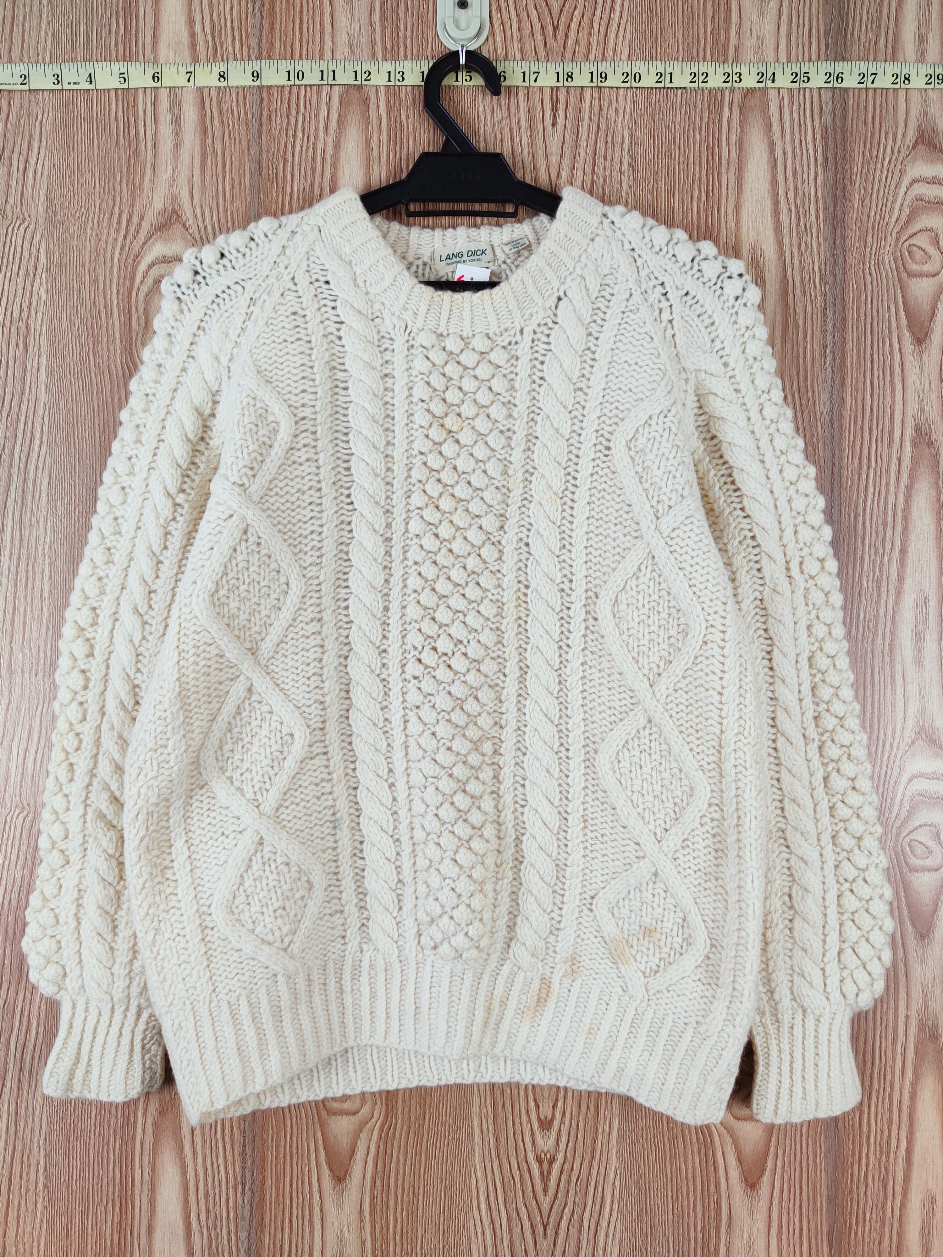 Japanese Brand Long Dick Cream cable Knitwear Sweatshirts #W426 Size S / US 4 / IT 40 - 1 Thumbnail