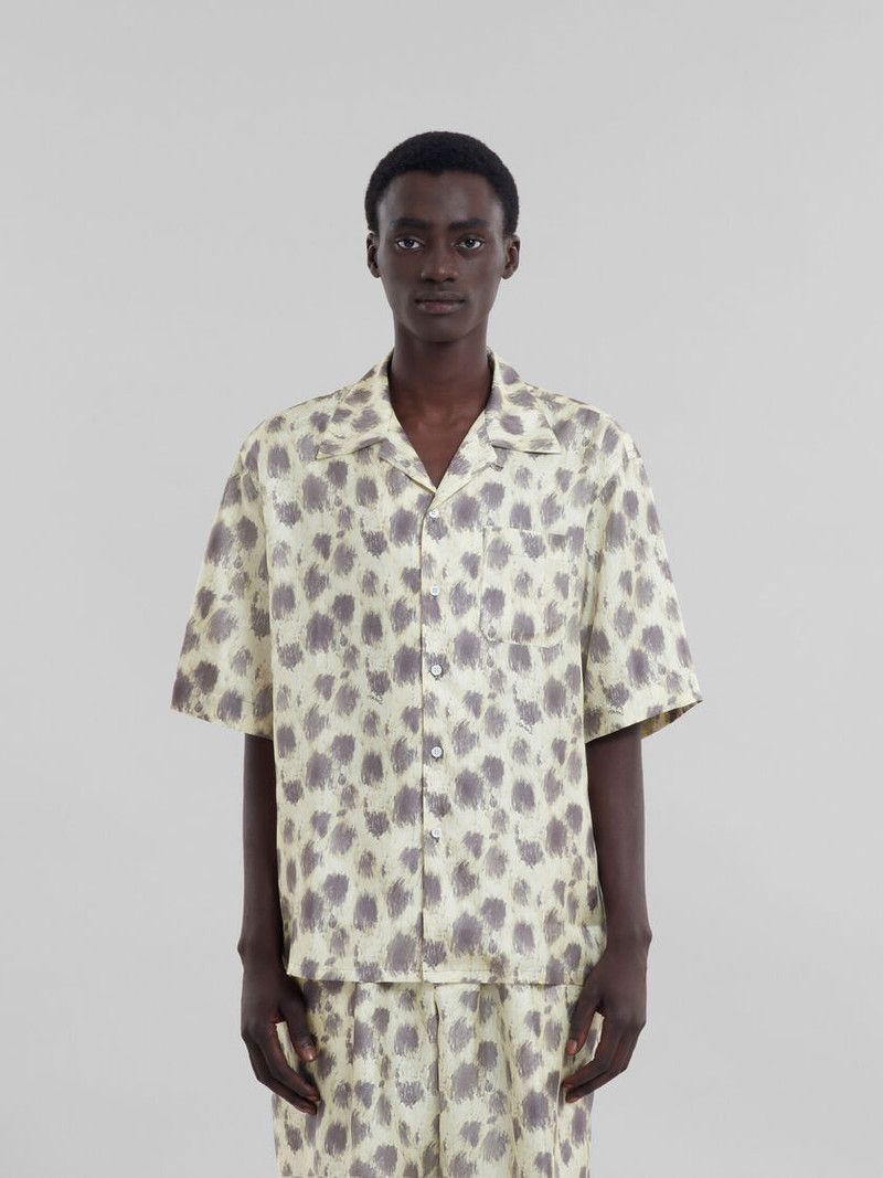 Marni o1w1db11125 Silk Bowling Shirt in Light Yellow Size US M / EU 48-50 / 2 - 2 Thumbnail