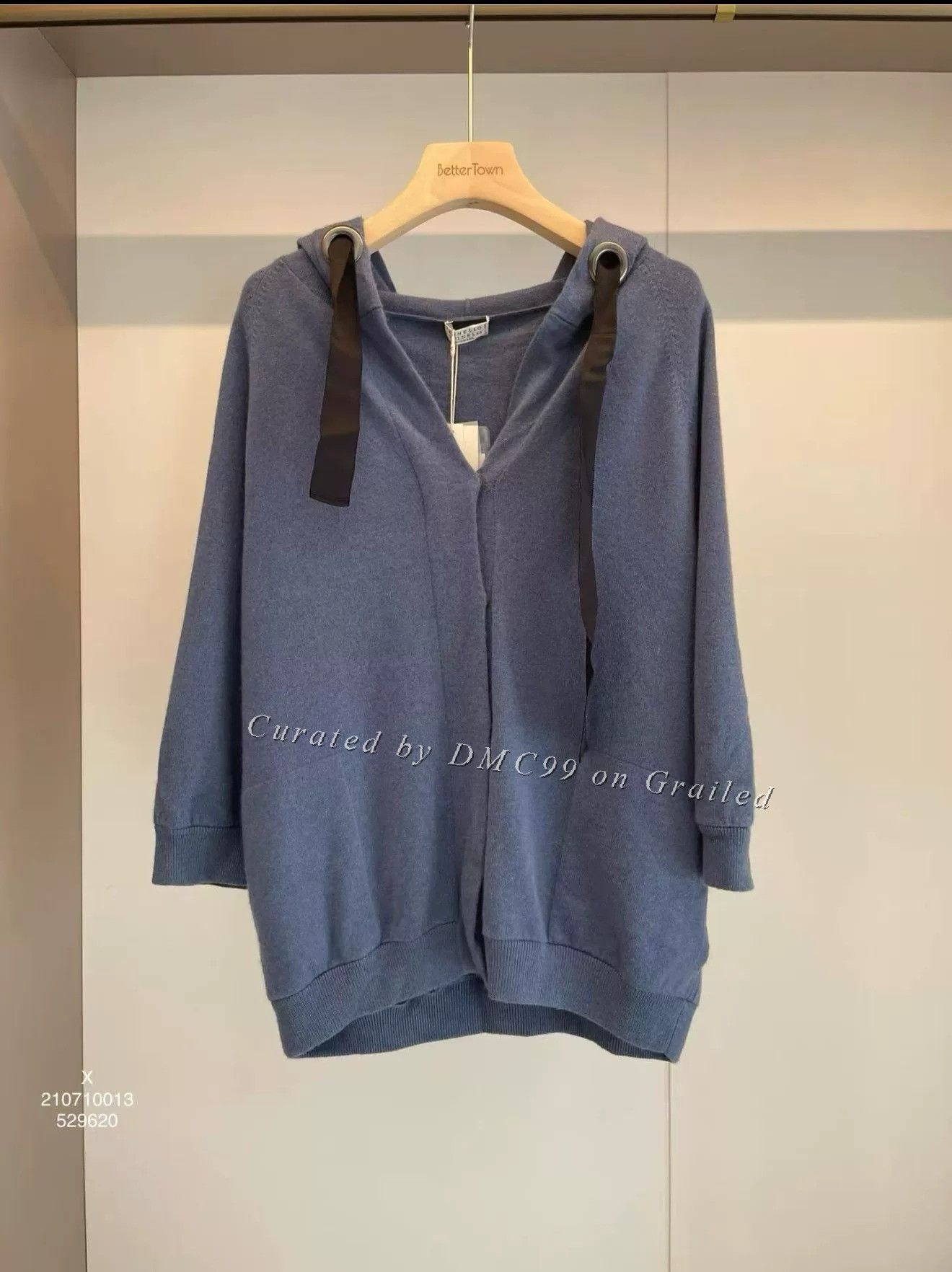 Brunello Cucinelli Blue Cashmere Zip Hooded Sweater, Men's