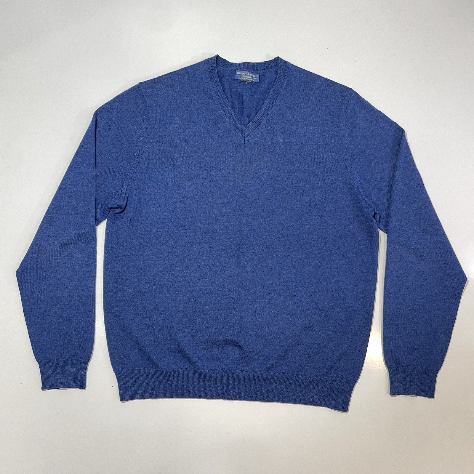 Joseph & Lyman Joseph & Lyman Men’s Merino Wool Vneck Pullover Sweater Blue Size US L / EU 52-54 / 3 - 1 Thumbnail