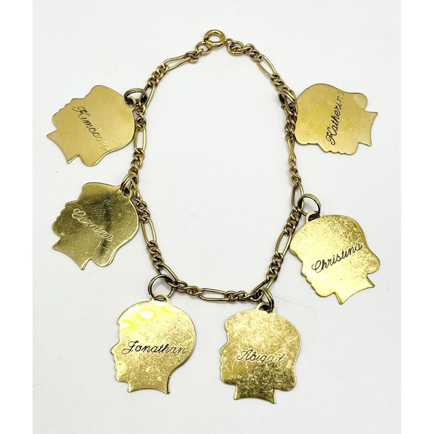 Vintage Vintage Family Children Names Gold Tone Charm Bracelet Size ONE SIZE - 1 Thumbnail