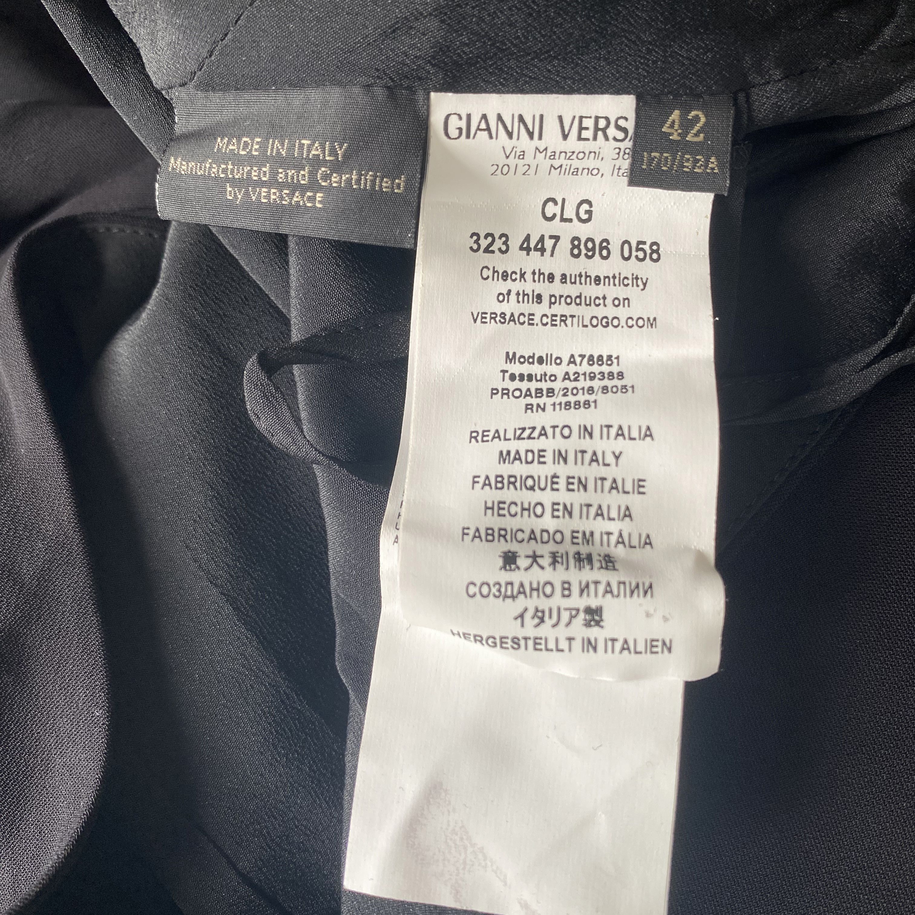 Versace Black Stitch Contrast Asymmetric Midi Dress Size M / US 6-8 / IT 42-44 - 13 Thumbnail