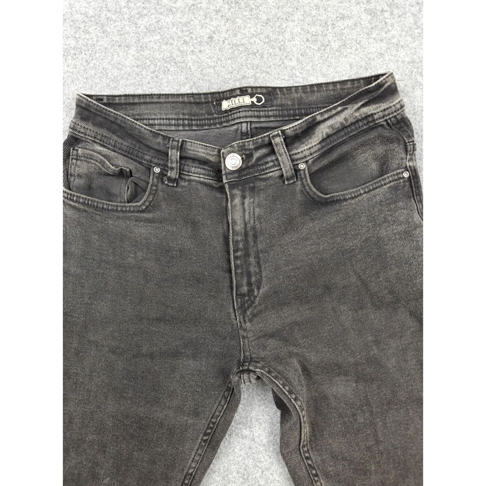 Denime Zilli 1148 Jeans Mens 29x31 Gray Charcoal Wash Slim Skinny Denim Cotton Pants Size US 29 - 2 Thumbnail