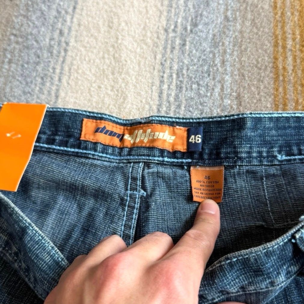 Denime VINTAGE DNM Attitude Baggy Wide Leg Denim Jean Shorts Men 46 15” Inseam Blue WideLeg Grunge Y2K HipHop Casual Travel Summer Spring Fall Size US 30 / EU 46 - 3 Thumbnail