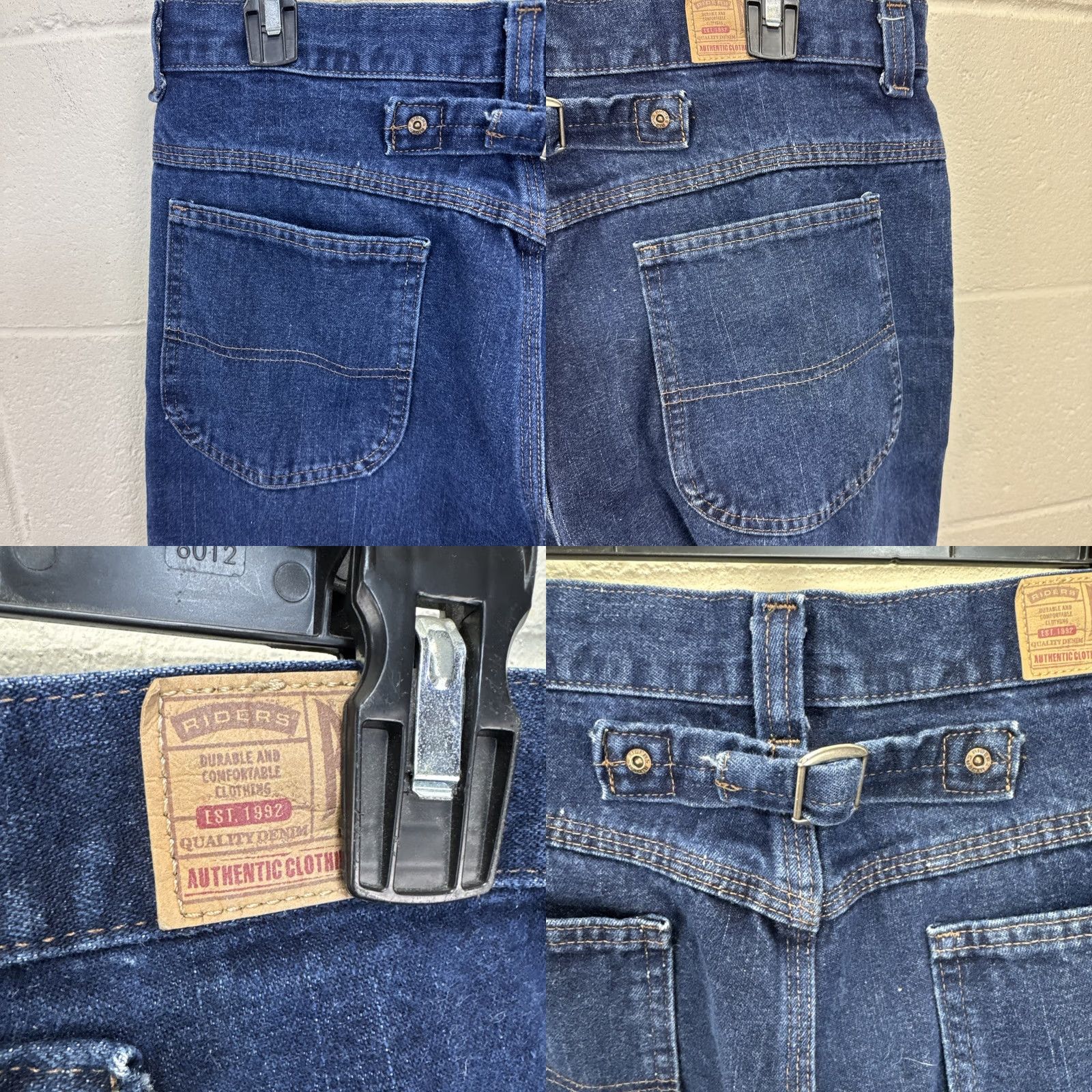 Vintage VINTAGE Riders by Lee Jeans Women Buckle Back Relaxed Fit 90s 16M Dark Wash Denim Boho Womens Size 38" / US 16 / IT 52 - 8 Thumbnail