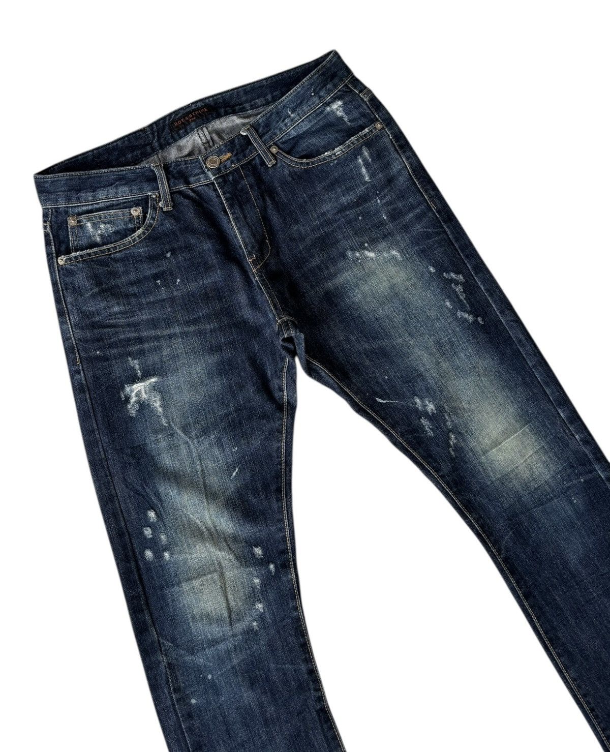 Hysteric Glamour × Japanese Brand Vintage Premium Denim Dot & Stripe Paul Distressed Slim Jean Size US 33 - 4 Thumbnail