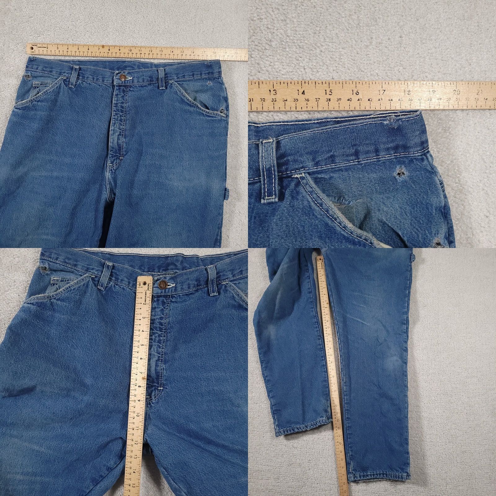Dickies Dickies Jeans Denim 38X32 Carpenter Lined Workwear Straight Mens Regular Blue Cotton Denim 32 Inseam Medium Wash Size US 38 / EU 54 - 9 Thumbnail