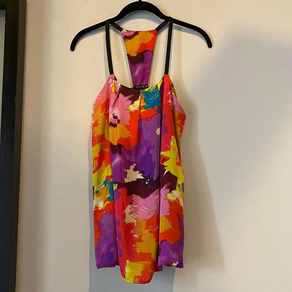 Other Glam Multicolor Bright Abstract Floral Paint Tank size small Size S / US 4 / IT 40 - 3 Thumbnail