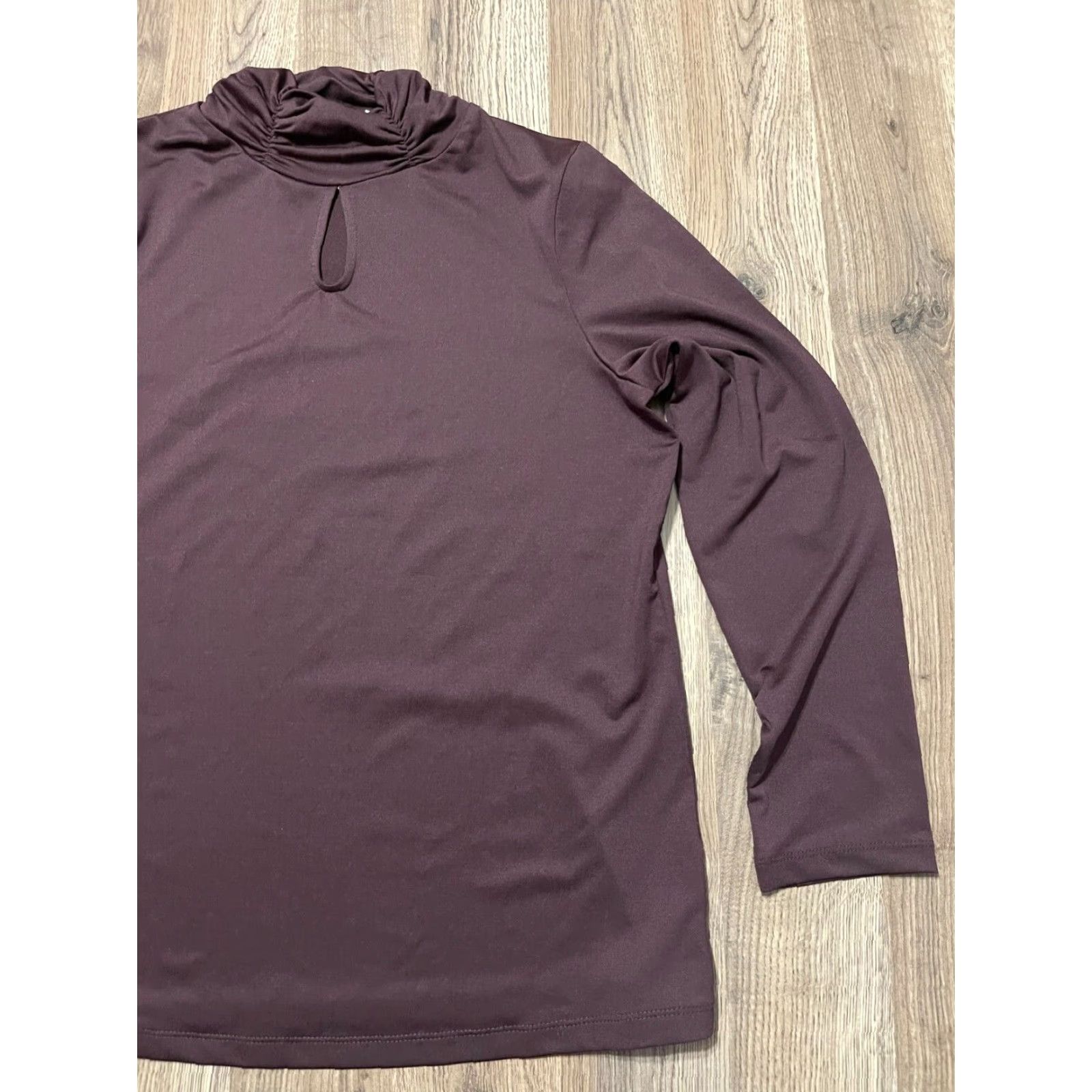 Vintage Susan Graver Shirt Women's Medium Brown Long Sleeve Mock Neck T-Shirt Size M / US 6-8 / IT 42-44 - 4 Thumbnail