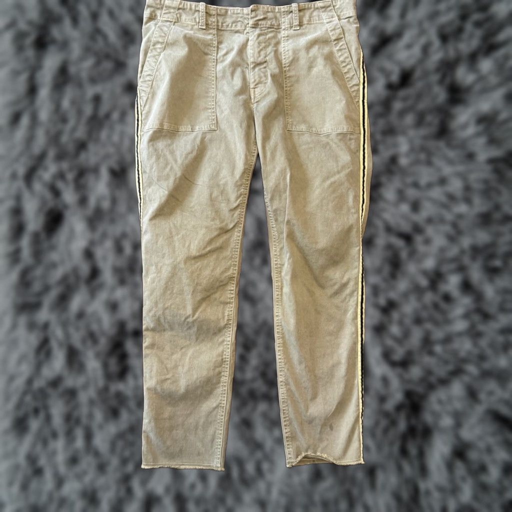 Nili Lotan Nili Lotan East Hampton Pants Women’s Size 8 Army Green Yellow Tape Stripe Chino Pockets Slim Tapered 32x27 Womens Size 30" / US 8 / IT 44 - 1 Thumbnail