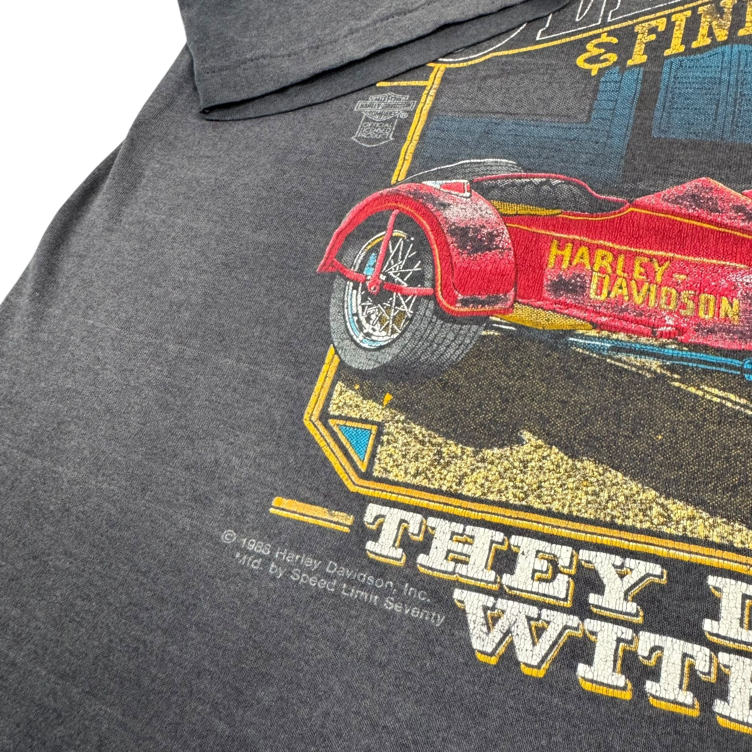 Harley Davidson Vintage Harley-Davidson Men's Gray Cotton 1988 T-Shirt Large Size US L / EU 52-54 / 3 - 5 Thumbnail