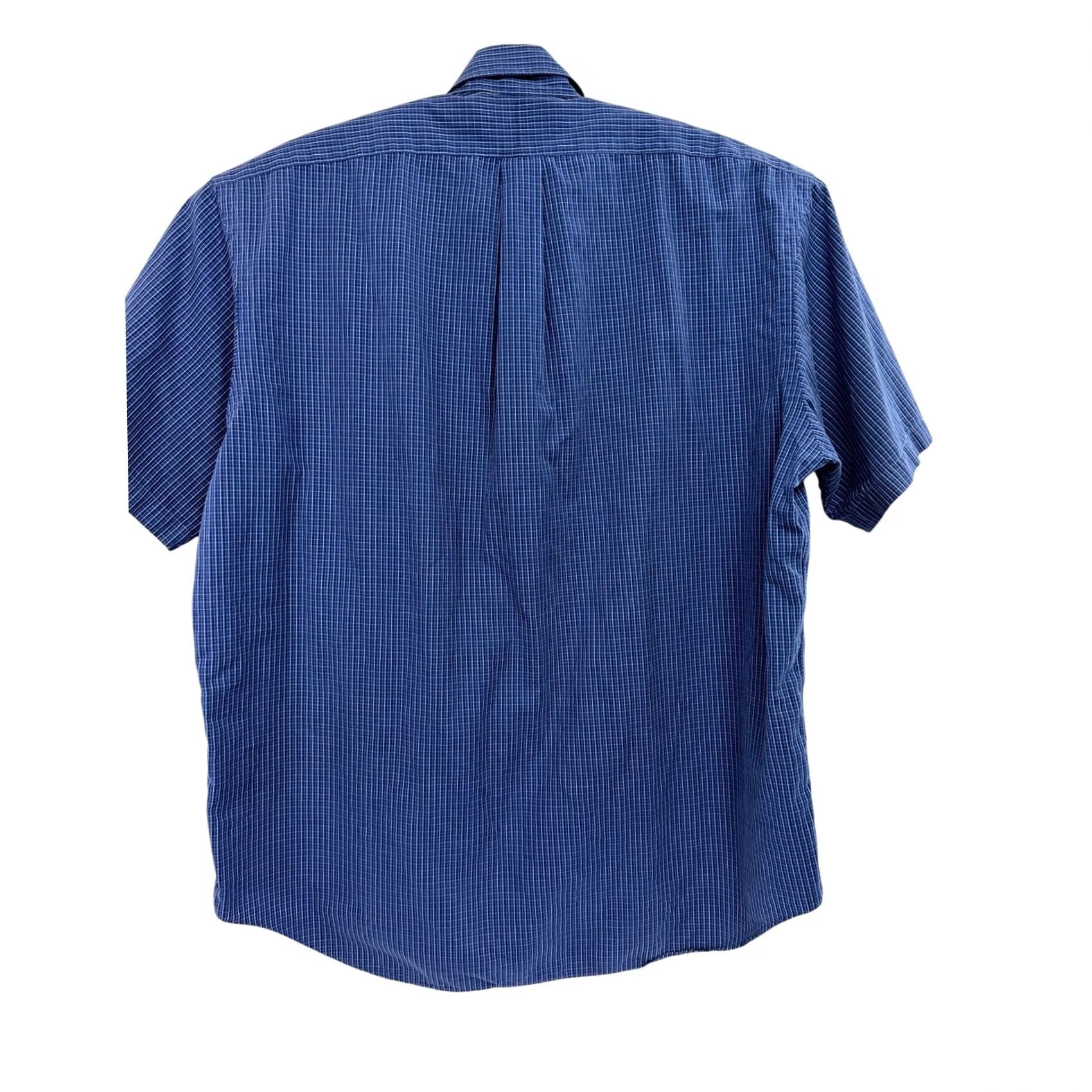 Polo Ralph Lauren Polo Ralph Lauren Blake Mens XL Blue White Micro Check S/S Cotton Shirt Size US XL / EU 56 / 4 - 5 Thumbnail