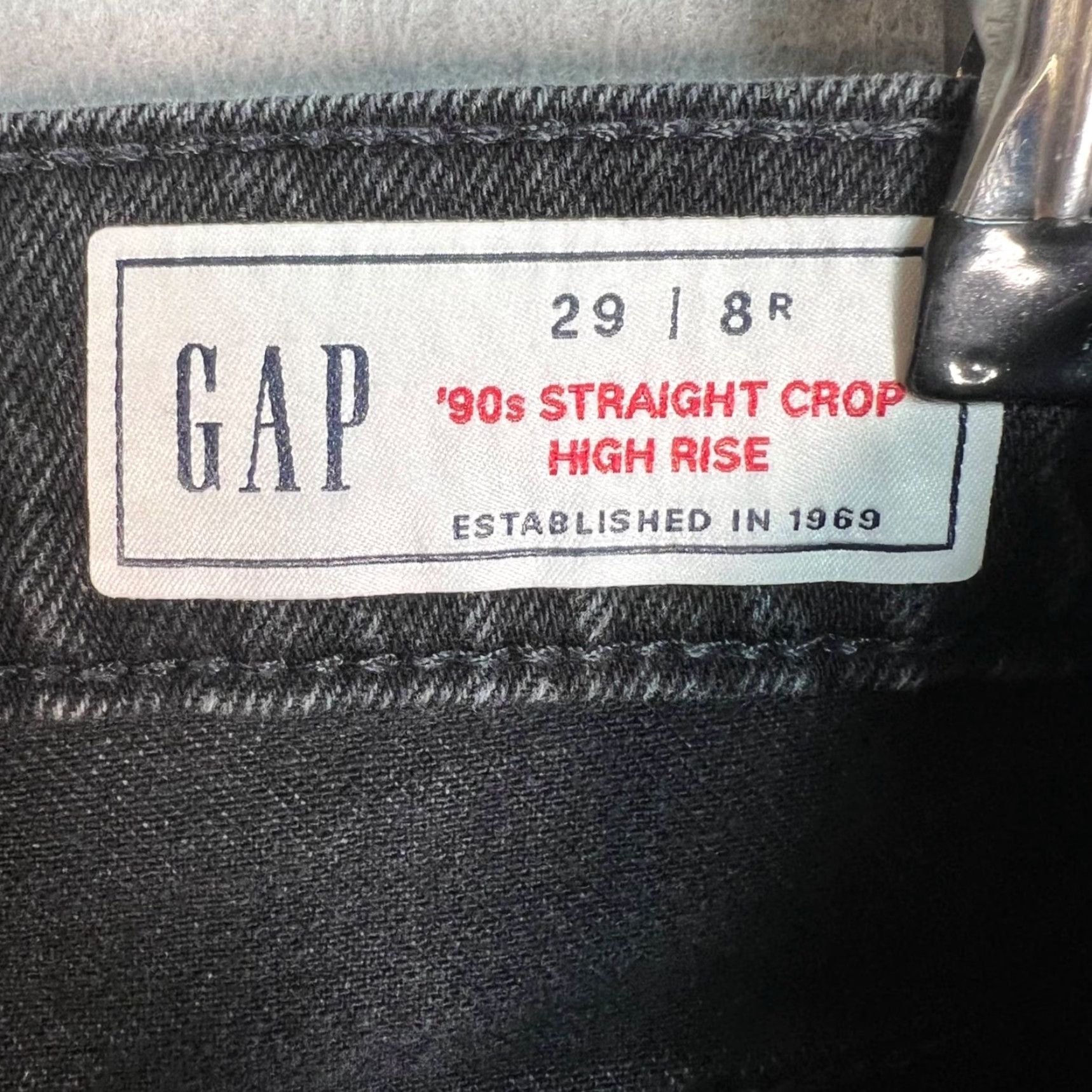 Gap VINTAGE Gap 90s Straight Crop High Rise Jeans Womens Size 29 / 8 Cotton Blend Denim Black Size 29" - 3 Thumbnail