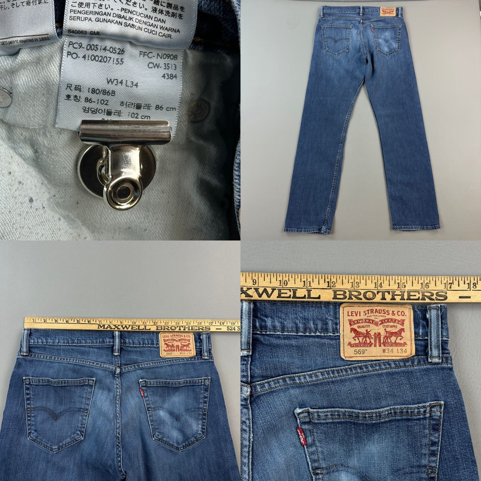 Levi's Levi's 514 Jeans Mens 34x34 Blue Dark Wash Denim Straight Fit Stretch Casual Size US 34 / EU 50 - 8 Thumbnail