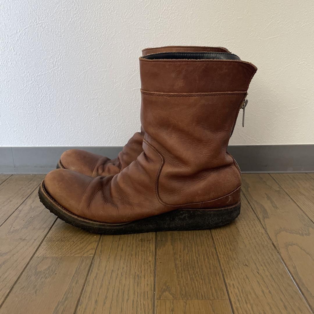 image of Undercover Aw11 "mirror" Leather Backzip Engineer Boots in Brown, Men's (Size 9.5)