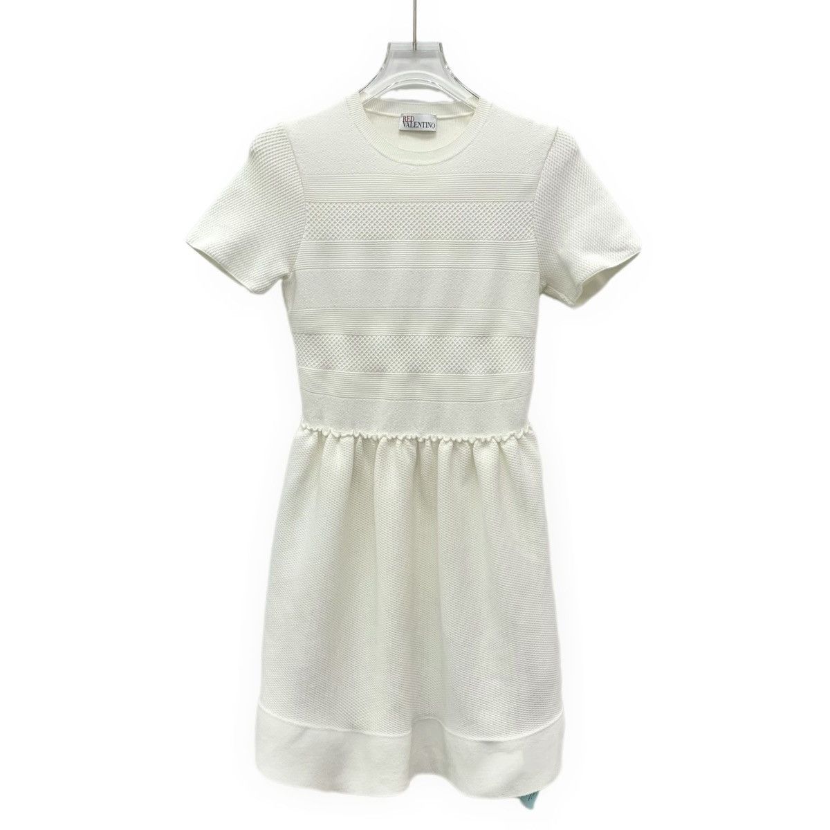 Valentino Valentino White Crew Neck Short Sleeve Knit Dress K26WX Size S / US 4 / IT 40 - 1 Thumbnail