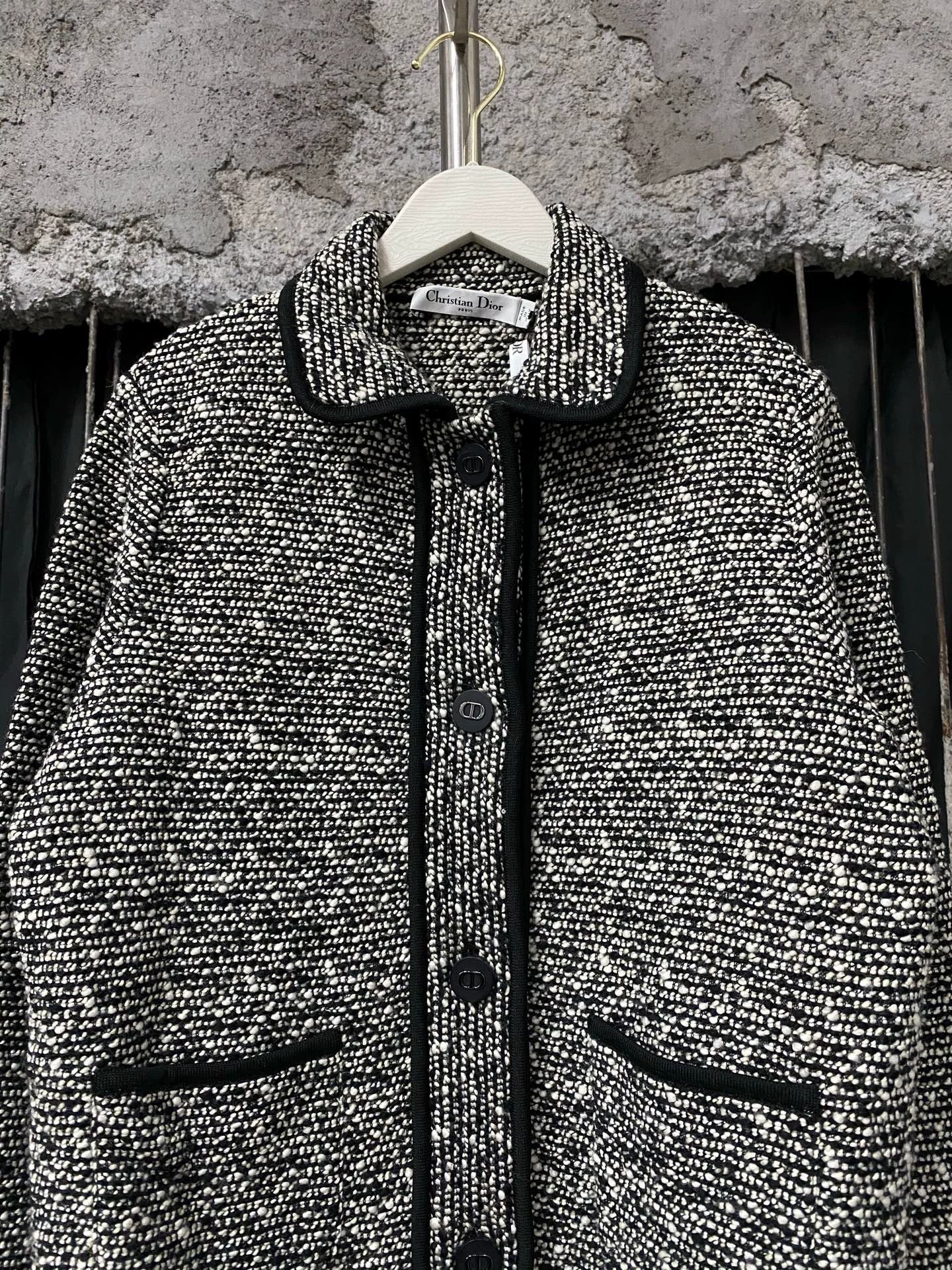 Dior Dior Black & White Woven Wool Chanel-style Jacket Size M / US 6-8 / IT 42-44 - 4 Thumbnail