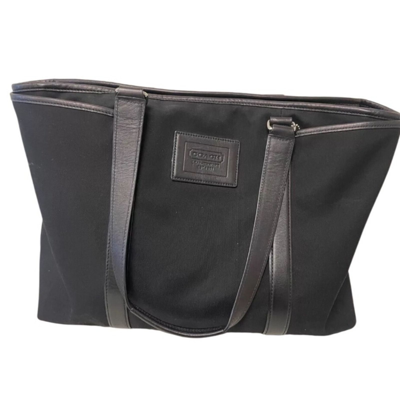 Coach Coach Black Nylon Leather Trim Tote Bag Classic Top Size ONE SIZE - 9 Thumbnail