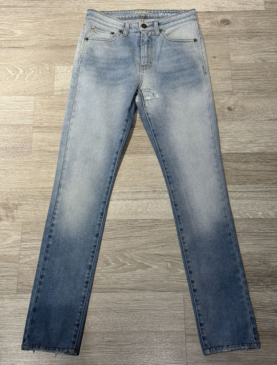 Saint Laurent Paris Saint Laurent Blue Distressed Denim Frayed Skinny Jeans Size 25" / US 0 / IT 36 - 1 Thumbnail