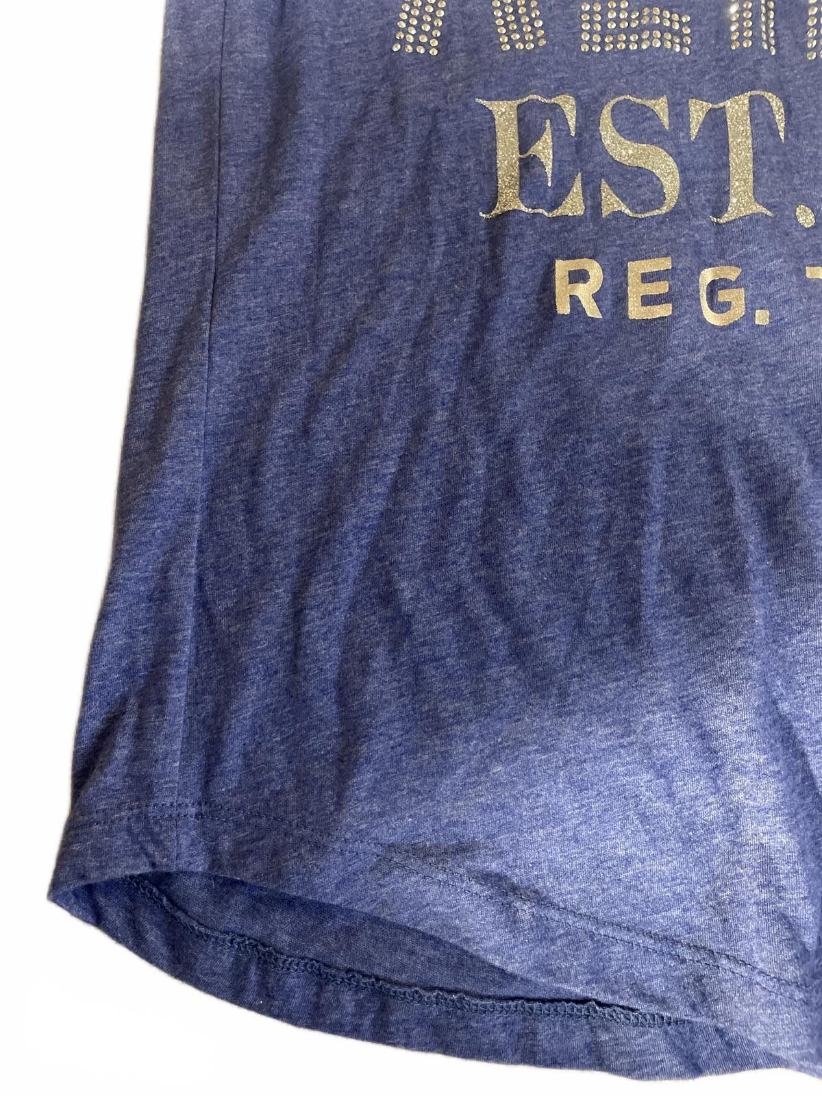 Aeropostale Y2K Aero Tee Top Women's Small Blue Silver NYC Rhinestones Size S / US 4 / IT 40 - 4 Thumbnail