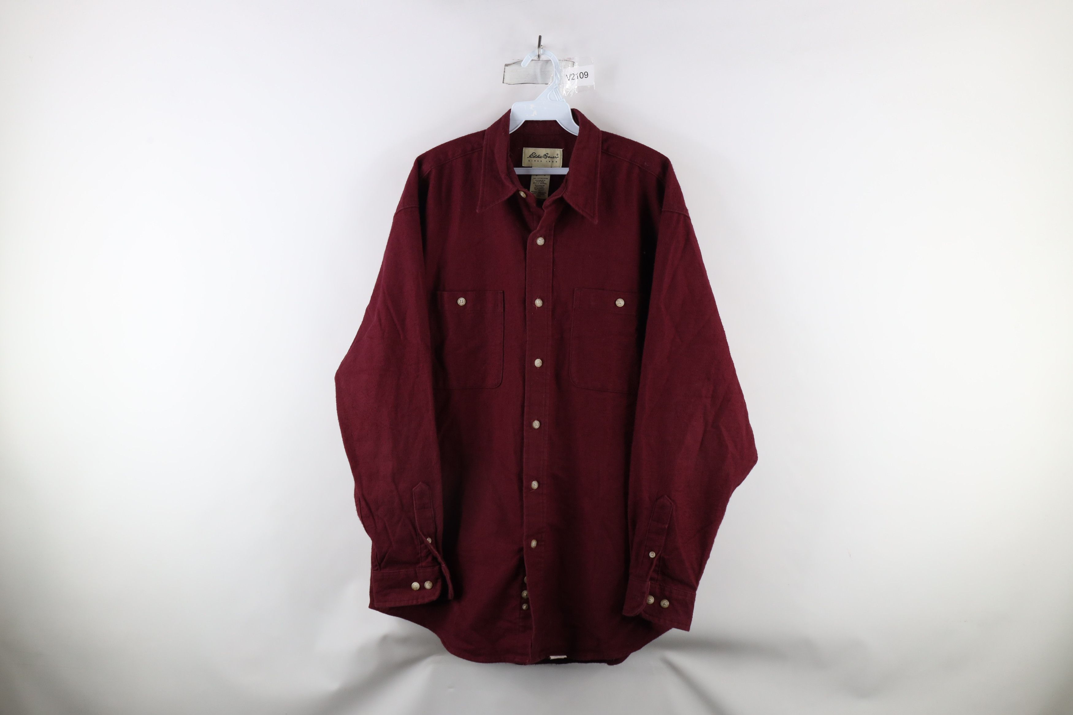 Eddie Bauer × Vintage Vintage 90s Eddie Bauer Chamois Cloth Collared Button Shirt Size US M / EU 48-50 / 2 - 1 Thumbnail