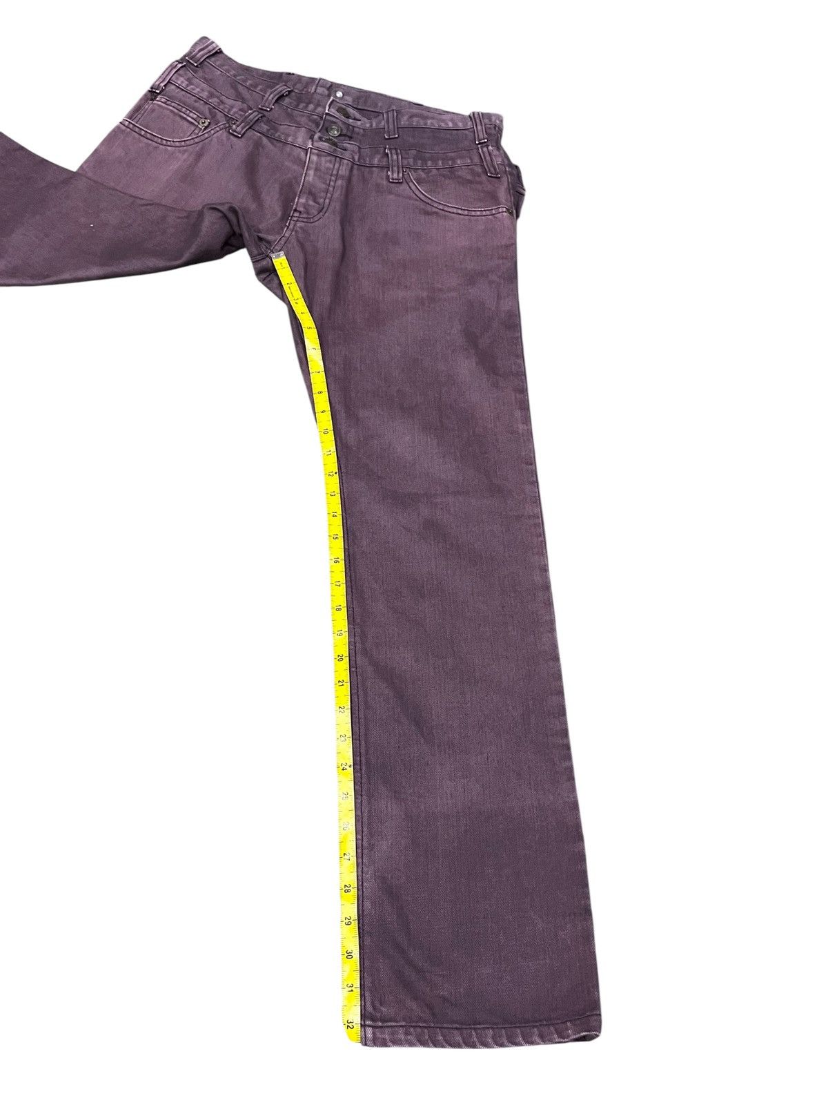 Japanese Brand 🔥Unique Jeans Open Arms Double Waist Back Flap Purple Pants Size US 31 - 13 Thumbnail