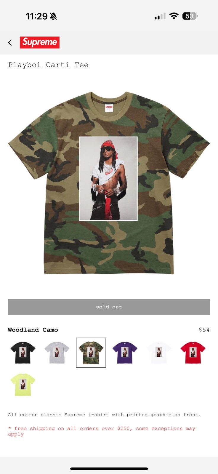 Supreme Playboi Carti Tee S ウッドランドカモ Buy Supreme Playboi Carti Tee 'Woodland Camo' - FW25T50