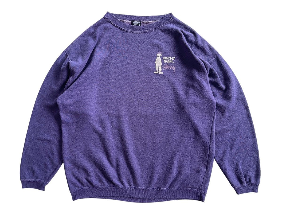 Stussy 90s Stussy "Knowledge Is King" Faded Crewneck Sweatshirt Size US L / EU 52-54 / 3 - 3 Thumbnail