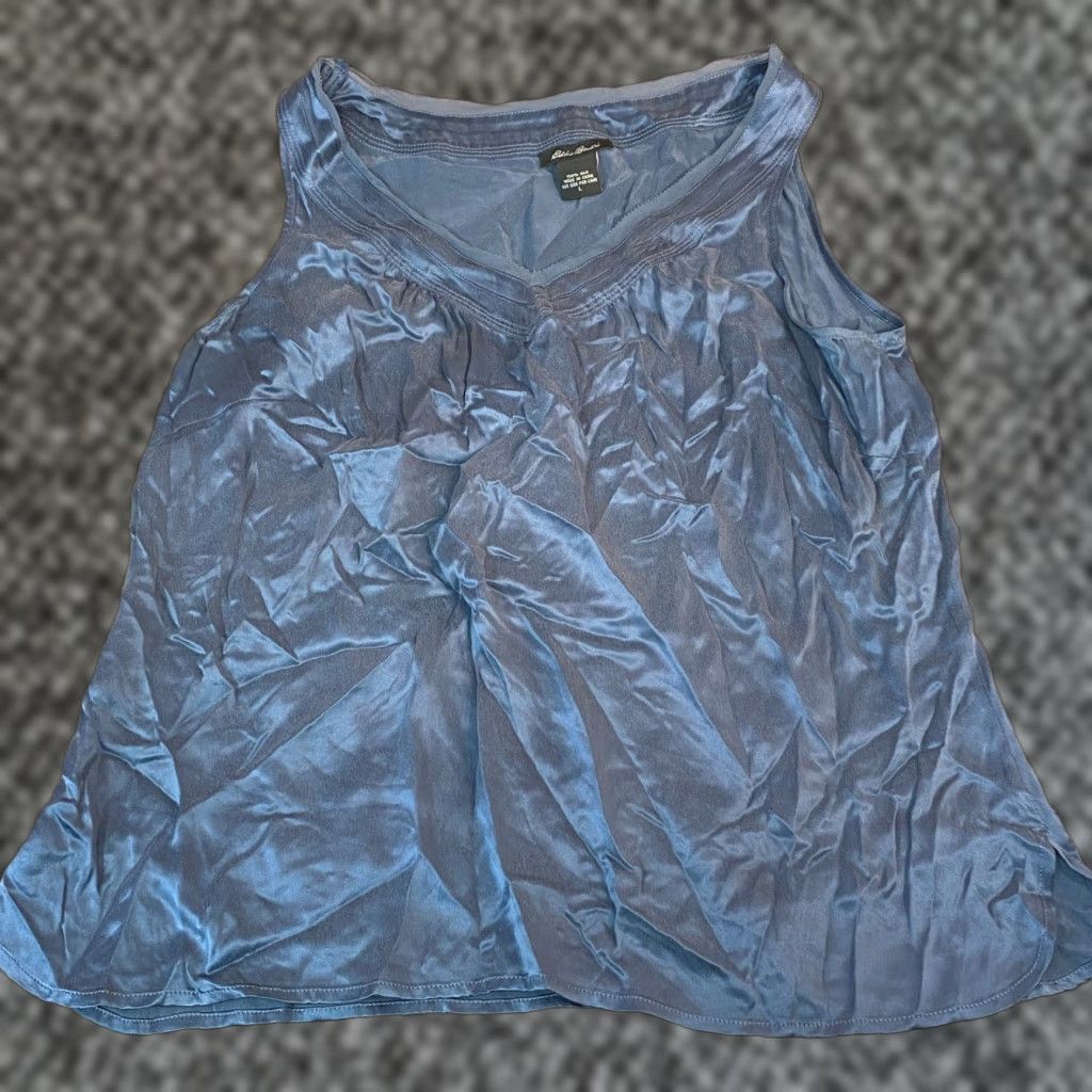 Eddie Bauer Eddie Bauer Women's Silk Tank Top V-Neck Sleeveless Blue L Size L / US 10 / IT 46 - 1 Thumbnail